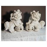 White Glaze Porcelain Foo Dogs