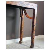 Stunning Oreintal Alter Table with Orange & Lacquer Distressed Finnish