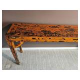 Stunning Oreintal Alter Table with Orange & Lacquer Distressed Finnish