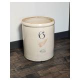 Vintage Number Six Redwing Crock