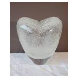 Hand-Blown Studio Art Glass Vase - Crystal Clear Heart
