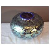 *SIGNED* Iridescent Fine Studio Art Glass Vase - Dark Reflections