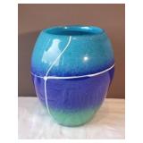Stunning Studio Art Glass Vase - Sea Green Gradient