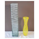 Delicate Fine Studio Art Glass Vase Pair - Stripes