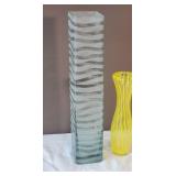 Delicate Fine Studio Art Glass Vase Pair - Stripes