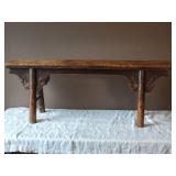 Stunning Mid-Century Modern Carved Wood Bench