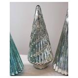 Glistening Blown Mercury Glass Christmas Tree Set - (3)