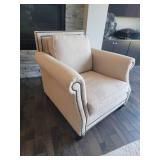 Bernhardt Furniture Co. - Elegant Tacked Rolled Armchair - Light Beige