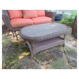 Contemporary Wicker Outdoor / Patio Seating Set - Loveseat - Swivel Chairs - Coffee Table