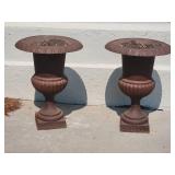 Stunning Iron Footed Urn Planter Pair
