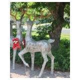 Spellbinding Silver Tinsel Lit Reindeer Christmas Lawn Ornament Pair