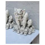 Mischievous Halloween Plaster Gargoyle Pair