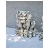 Mischievous Halloween Plaster Gargoyle Pair