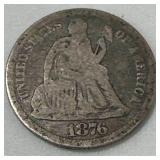 1876-cc Seated Liberty Dime