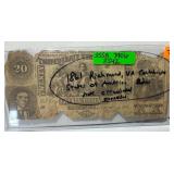 1861 $20 Confederate Bill from Virginia