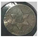 1851 Silver Trime (3 cent piece)