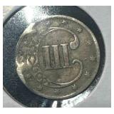 1851 Silver Trime (3 cent piece)