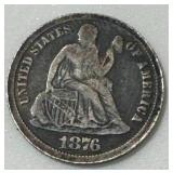 1876 Seated Liberty Dime