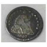 1857 Seated Liberty Half Dime