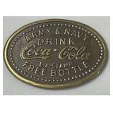 Army Navy Drink Coca Cola Brass Token