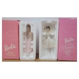 Two NIB 1998 Barbie Porcelain Ornaments Sugar Plum Fairy and Swan Queen
