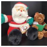 Plush Santa and Plush Gund Bear