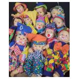 LOT Eleven Palm Dolls 8" Beanie Clowns