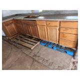 Oak kitchen cabinets set with Coutertops sink and faucet