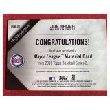 2018 Topps Joe Mauer Game-Used Jersey Card