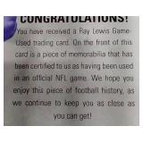 Ray Lewis Game-Used Jersey Card