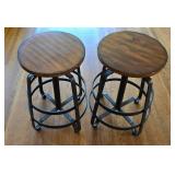Pair of Industrial-Design Kitchen Stools