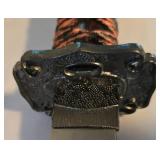 Trio of Decorative Chinese Swords with Wooden Display Rack