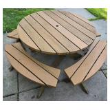 Versatile Round Wooden Picnic Table/Bench Set