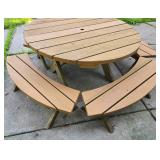 Versatile Round Wooden Picnic Table/Bench Set