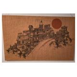 Vintage Painted Burlap Wall Hanging