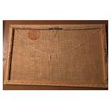 Vintage Painted Burlap Wall Hanging