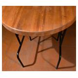 Versatile Folding Oak Table with Industrial-Style Frame