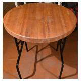 Versatile Folding Oak Table with Industrial-Style Frame