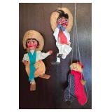 Three Colorful Paper Mache Puppets