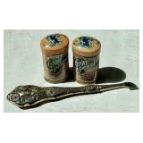 Antique Sterling Silver Manicure Tool & Two Miniature Glove Powder Tins