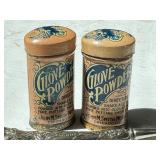 Antique Sterling Silver Manicure Tool & Two Miniature Glove Powder Tins