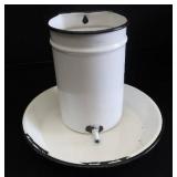 VINTAGE GRANITEWARE MEDICAL IRRIGATOR AND PAN