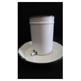 VINTAGE GRANITEWARE MEDICAL IRRIGATOR AND PAN