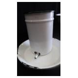 VINTAGE GRANITEWARE MEDICAL IRRIGATOR AND PAN