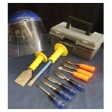 TACKLE BOX FULL OF CHISELS AND PICKS