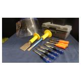TACKLE BOX FULL OF CHISELS AND PICKS