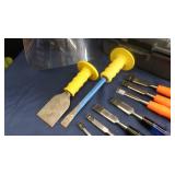 TACKLE BOX FULL OF CHISELS AND PICKS