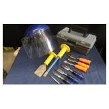 TACKLE BOX FULL OF CHISELS AND PICKS