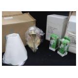 NEW GOLD COLORED WALL SCONCE / 2 CASES LIGHT BULBS