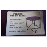 2 NEW MYSTIC TAILGATE FOLDING POP UP TABLES